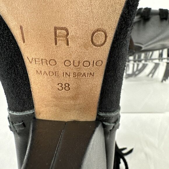 Iro Revolve Womens Xabea Bootie 7 US 38 EU Black Leather Suede Fringe - Picture 9 of 9